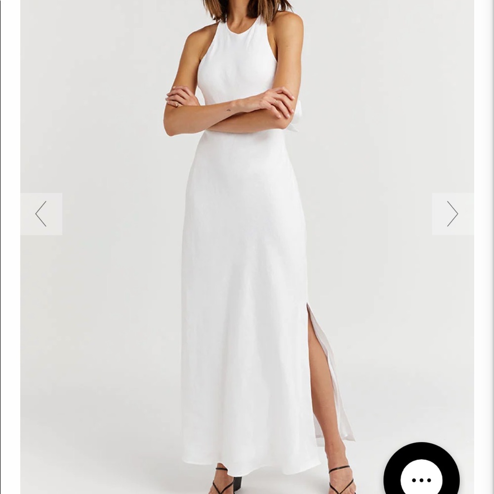 Dissh Andrea White Linen Midi Dress sz 6